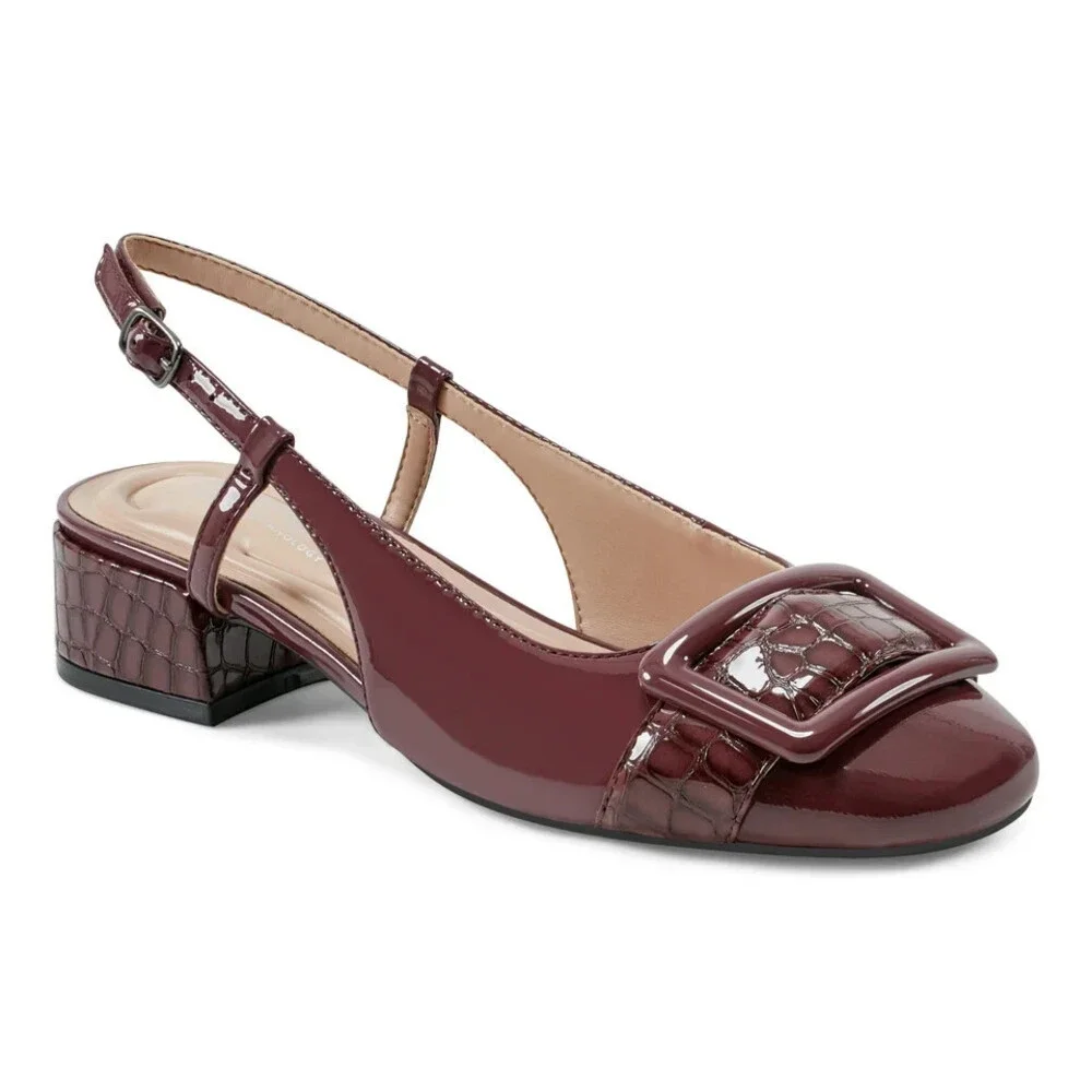 Easy Spirit Jola Pumps Women's 10 Red Patent Leather Block Heel Slingback PQ603